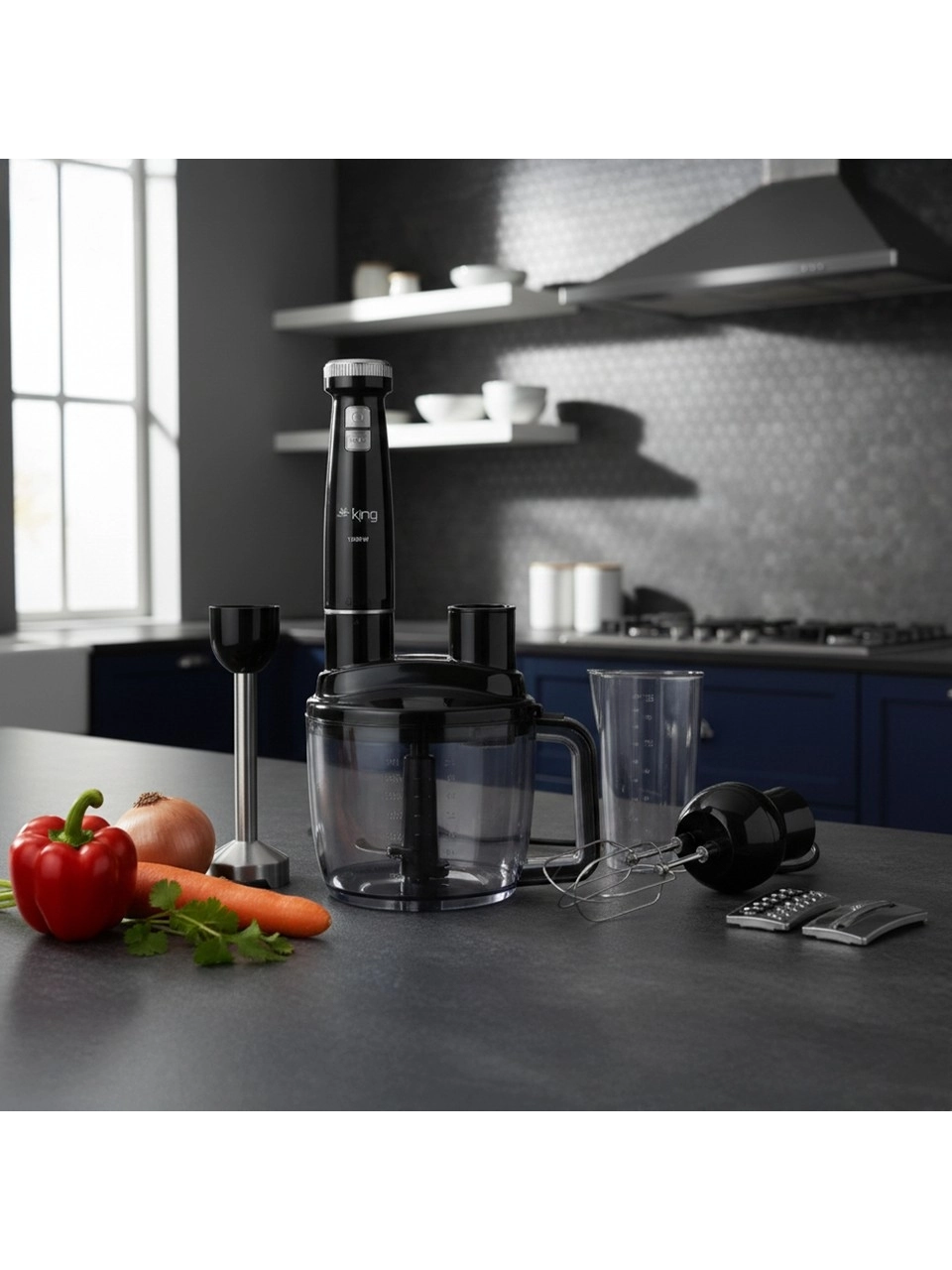 King KKB973 Bodie Siyah Gümüş 1500 W Blender Seti