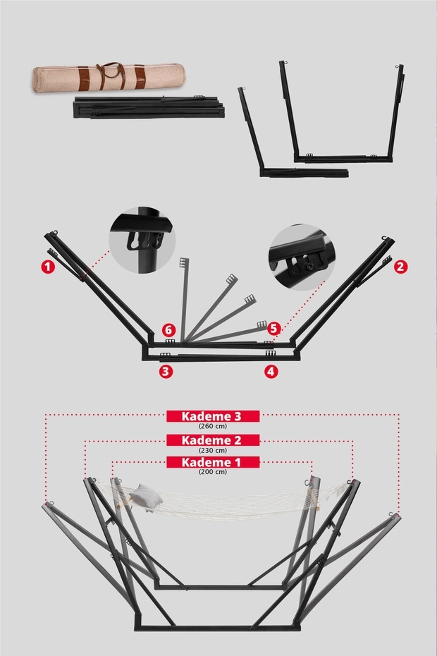 LUMİS GARDEN Katlanır Metal Ayaklı Taşınabilir Hamak Seti