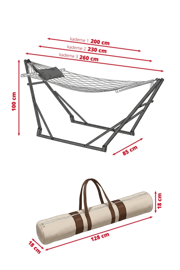 LUMİS GARDEN Katlanır Metal Ayaklı Taşınabilir Hamak Seti