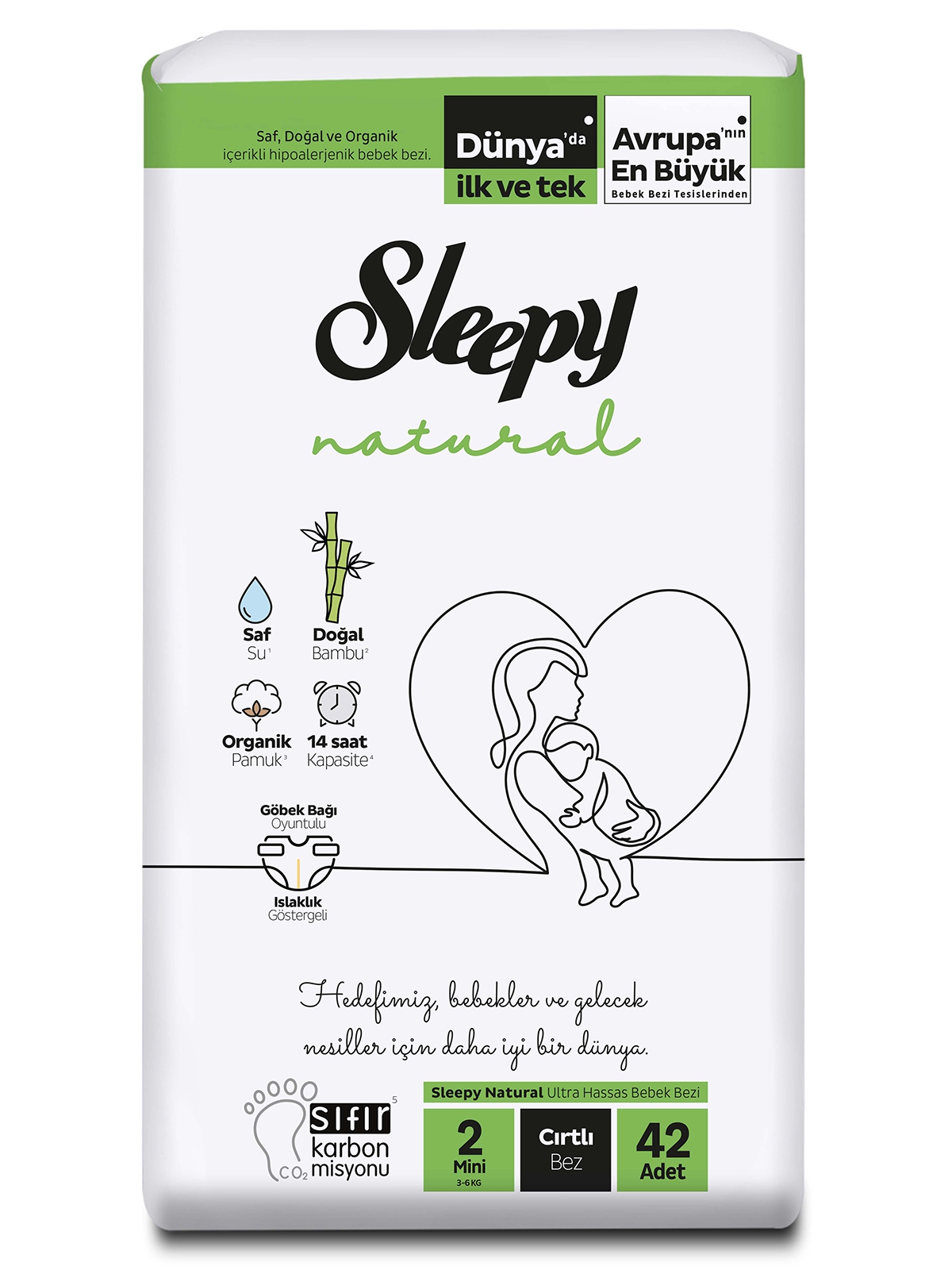 Sleepy Natural 2 Numara Mini 84’lü Bebek Bezi