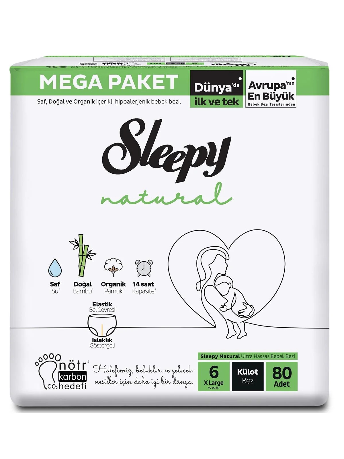 Natural 6 Numara X Large 80’li Külot Bez