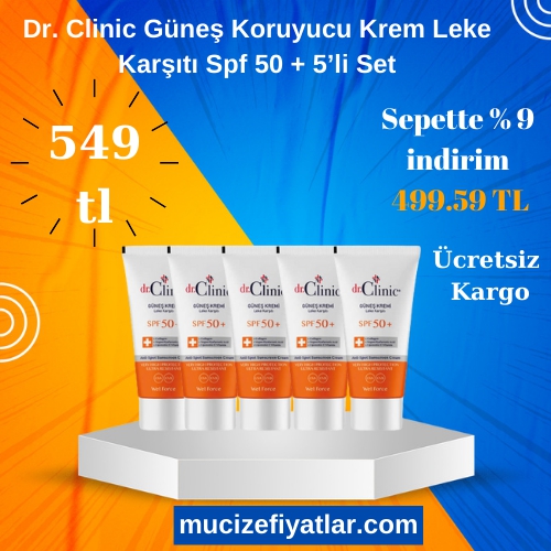 Dr. Clinic Güneş Koruyucu Krem Leke Karşıtı Spf 50 + 5’li Set