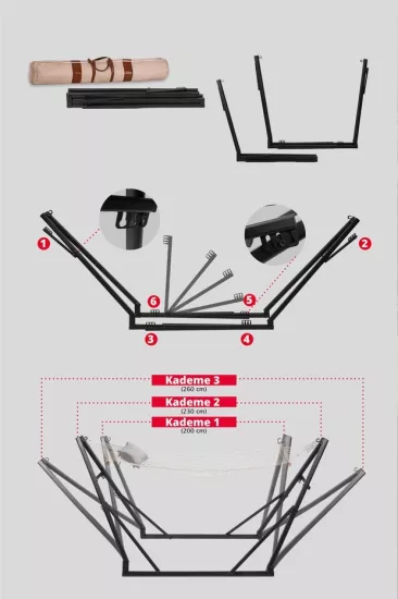 LUMİS GARDEN Katlanır Metal Ayaklı Taşınabilir Hamak Seti