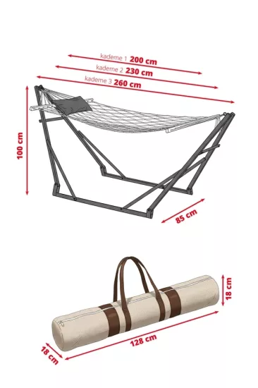 LUMİS GARDEN Katlanır Metal Ayaklı Taşınabilir Hamak Seti