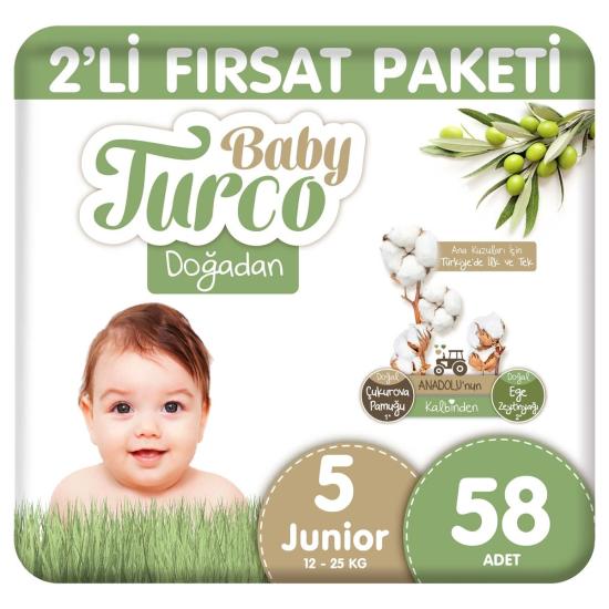 Baby Turco Doğadan 2’li Fırsat Paketi Bebek Bezi No: 5-58 Adet