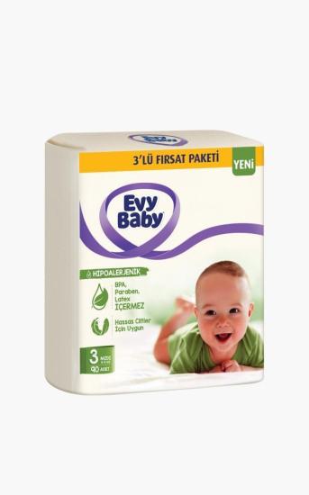 Evy Baby Bebek Bezi 3’lü Fırsat Paketi 3 Numara 180 Adet