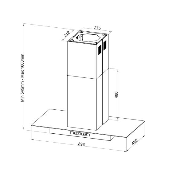 Termikel Cousine BB90 Siyah Ada Tipi Davlumbaz